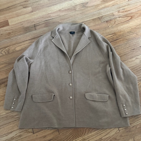 Talbots Pure Merino Wool Brown Blazer Sweater Plus Size 3X - Picture 1 of 6